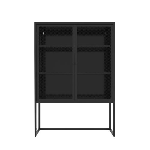 47.2 inches high Metal Storage Cabinet with 2 Mesh Doors;  Suitable for Office;  Dining Room and Living Room