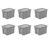 18 Gallon Plastic Tote Bag; Cement; Set of 6