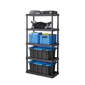 5 Tier 18"x 36"x70.2" Ventilated Plastic Wall Shelf Unit;  750lb Capacity;  Black