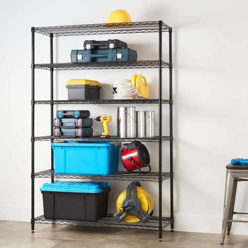 6-Tier Heavy Duty Wire Shelving Unit Black Capacity 3600 lbs