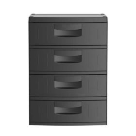 4 Drawer Plastic Garage Cabinet, Black Finish
