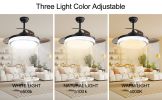 42 inch Retractable Ceiling Fans with Lights Remote Control,Fandelier Flush Mount Modern Ceiling Fan with Bladeless Ceiling Fan,LED Dimmable Light,Sil