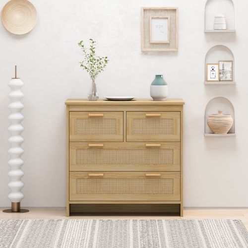 4 Drawers Rattan Cabinet,for Bedroom,Living Room,Dining Room,Hallways,Easy Assembly 4 Drawers Rattan Cabinet,for Bedroom,Living Room,Dining Room,Hallways,Easy Assembly
