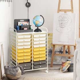 20 Drawer Rolling Storage Cart Tools Scrapbook Paper Office School Organizer Yellow