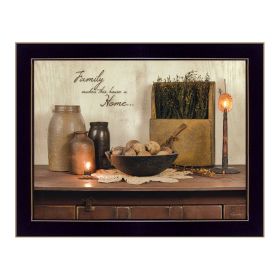 "Family Makes a House a Home" By Susan Boyer, Printed Wall Art, Ready To Hang Framed Poster, Black Frame