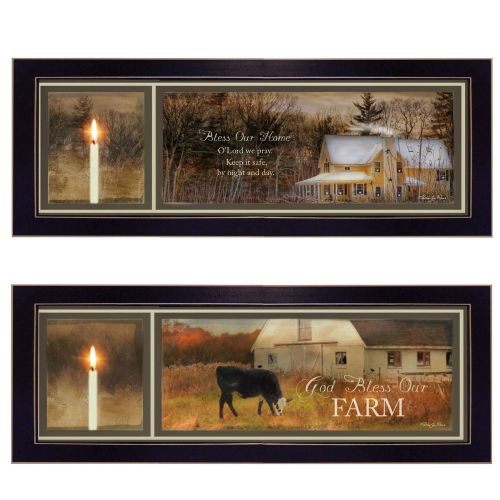 "Bless Our Home Collection" 2-Piece Vignette By Robin-Lee Vieira, Printed Wall Art, Ready To Hang Framed Poster, Black Frame