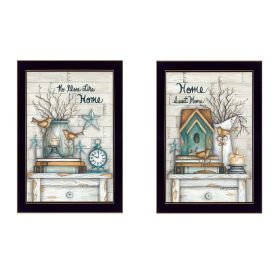 "Home Sweet Home Collection" 2-Piece Vignette By Mary June, Printed Wall Art, Ready To Hang Framed Poster, Black Frame