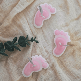 Baby Shower Party Favors for Guests for Girls Pink Footprint Candle Pack of 10