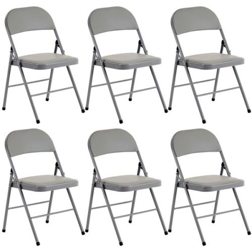 6pcs Elegant Foldable Iron & PVC Chairs for Convention & Exhibition Gray 6pcs Elegant Foldable Iron & PVC Chairs for Convention & Exhibition Gray