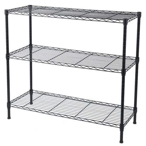 3 Tier Leveling Feet, 350 Pound Weight Capacity Per Shelf Adjustable Shelves, Black