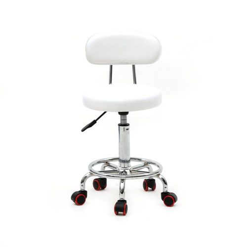 Round Shape Adjustable Salon Stool with Back and Line White Anti-rust Chair Round Shape Adjustable Salon Stool with Back and Line White Anti-rust Chair