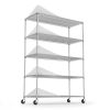 5 Tier 6000lbs Heavy Duty Adjustable Storage Rack Metal Shelf Wire Shelving Unit with Wheels & Shelf Liners - 82" H x 48" L x 24" D - Chrome