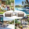 Wholesale Rattan Wicker Brown Footstools And Ottomans Small Patio Furniture Set With Coffee Table