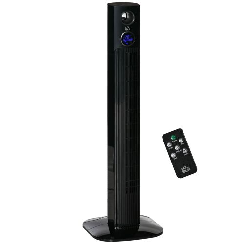 37.75" Tower Fan for Bedroom Cooling with Aroma Diffuser, 70¬∞ Oscillating, 12 Hour Timer, LED Sensor Panel, and Remote Control, Black