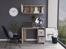 Khali Office Set, Two Shelves, Two Drawers, Wall Cabinet, Single Door Cabinet, -Light Oak / Taupe