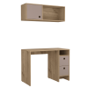 Khali Office Set, Two Shelves, Two Drawers, Wall Cabinet, Single Door Cabinet, -Light Oak / Taupe