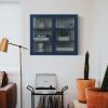 Retro Style Haze Double Glass Door Wall Cabinet With Detachable Shelves for Office, Dining Room,Living Room, Kitchen and Bathroom BLUE Color