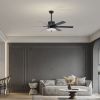 52 Inch Indoor Modern LED Ceiling Fan with Light and Remote Control, Reversible 6 Blades , Reversible Motor - (Matte Black)