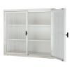 Retro Style Haze Double Glass Door Wall Cabinet With Detachable Shelves for Office, Dining Room,Living Room, Kitchen and Bathroom White Color(=OLD ITE