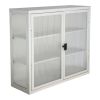 Retro Style Haze Double Glass Door Wall Cabinet With Detachable Shelves for Office, Dining Room,Living Room, Kitchen and Bathroom White Color(=OLD ITE
