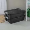 10 Gallon Stacker Tote Plastic, Black, Set of 6
