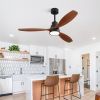 52 Inch Integrated LED Indoor Low Profile Ceiling Fan with Light and Remote Control for Patio Living Room