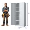 71"H Metal Garage Storage Cabinet, Black Tool Steel Locking Cabinet with Doors and 4 Shelves, Tall Cabinets for Garage Storage Systems Lockable File C