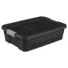 10 Gallon Stacker Tote Plastic, Black, Set of 6