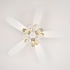 52" Crystal Ceiling Fan with 5 Reversible Blades Light Kit and Remote Control, 3-Speed - Matte White