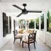 52" Outdoor Ceiling Fan Without Light with Remote Control ,3 ABS Blades Farmhouse Ceiling Fan 6-speed Reversible DC Motor Black for Living Room, Bedro