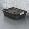 10 Gallon Stacker Tote Plastic, Black, Set of 6