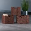 Tessa 3-Pc Woven Rope Basket Set; Foldable; Walnut