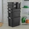 10 Gallon Stacker Tote Plastic, Black, Set of 6