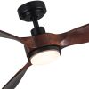 52 in. Integrated LED Indoor Brown Wood Ceiling Fan with Light Kit and Remote Control