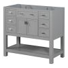 36'' Bathroom Vanity without Top Sink, Grey Cabinet only, Modern Bathroom Storage Cabinet with 2 Soft Closing Doors and 6 Drawers (NOT INCLUDE BATHROO