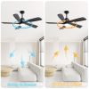 52 Inch Ceiling Fan With Dimmable LED Light 5 Solid Wood Blades Smart Remote Control Reversible DC Motor Ceiling Fan Black for Home