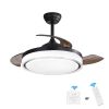42 inch Retractable Ceiling Fans with Lights Remote Control,Fandelier Flush Mount Modern Ceiling Fan with Bladeless Ceiling Fan,LED Dimmable Light,Sil