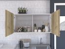 Brookeline Rectangle 2-Door Wall Cabinet White and Light Oak