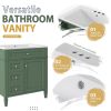 30'' Bathroom Vanity with Top Sink, Modern Bathroom Storage Cabinet with 2 Drawers and a Tip-out Drawer, Freestanding Vanity Set with Mirror Cabinet,