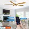 Smart 56" Integrated LED Ceiling Fan with Antique Wood in Floral Shape