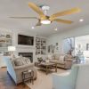 Smart 56" Integrated LED Ceiling Fan with Antique Wood in Floral Shape
