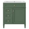 30'' Bathroom Vanity with Top Sink, Modern Bathroom Storage Cabinet with 2 Drawers and a Tip-out Drawer, Freestanding Vanity Set with Mirror Cabinet,