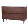 48.8" Sideboard with 2 Glass Door Cabinet 3 Drawer , brown