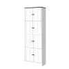 Tall Storage Cabinet with 8 Doors and 4 Shelves, Wall Storage Cabinet for Living Room, Kitchen, Office, Bedroom, Bathroom, White