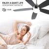 52 Inch Black Ceiling Fan with Lights Remote Control Modern Ceiling Fan