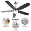 52 Inch Black Ceiling Fan with Lights Remote Control Modern Ceiling Fan
