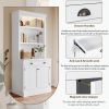 83.4"Tall Bookshelf with LED Lighting, Modern Bookcase with 2 Doors and 1 Drawer,Storage Bookcase with Open Shelves for Living Room,Home Office,White