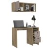 Khali Office Set, Two Shelves, Two Drawers, Wall Cabinet, Single Door Cabinet, -Light Oak / Taupe