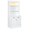 83.4"Tall Bookshelf with LED Lighting, Modern Bookcase with 2 Doors and 1 Drawer,Storage Bookcase with Open Shelves for Living Room,Home Office,White