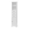 White Tall Bathroom Cabinet, Freestanding Storage Cabinet with 3 Drawers and Adjustable Shelf, MDF Board with Painted Finish